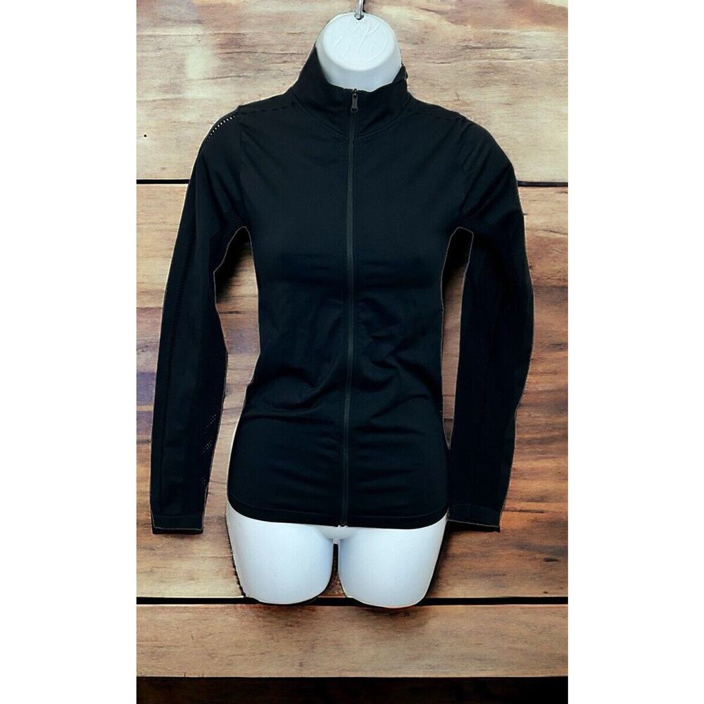 Varley Poinsettia Full Zip Jacket Sz XXS/XS Fitted Black Perforated Mesh - Picture 5 of 15